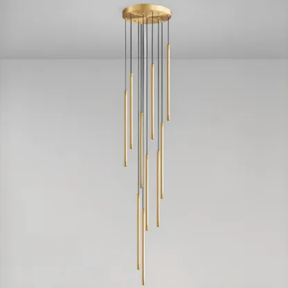 Minimalist Golden Black Cluster Linear Hanging Light for Staircase Image - 14