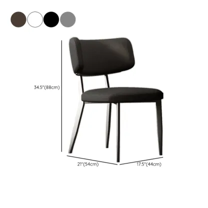 Modern Curved Back Faux Leather Upholstered Metal Dining Chair #size
