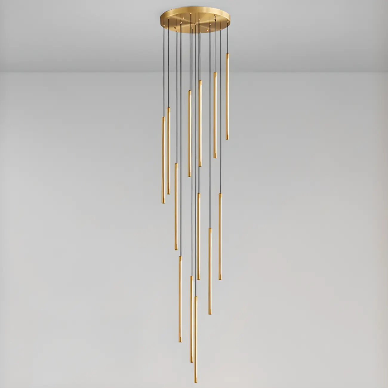 Minimalist Golden Black Cluster Linear Hanging Light for Staircase Image - 16 | homeyfad