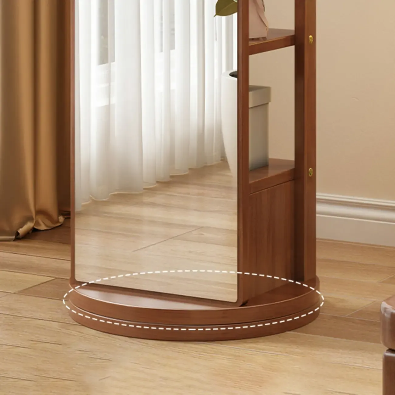 Modern Wooden Hall Tree with Mirror & Storage Image - 7
