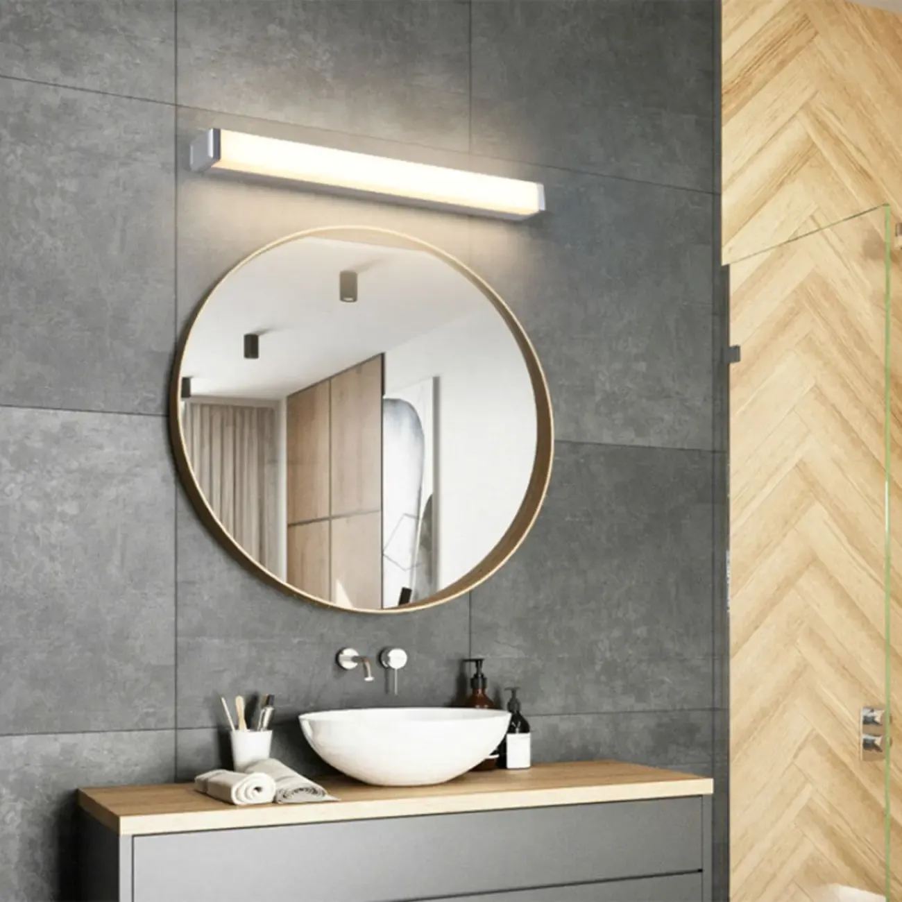 Modern Geometric linear Vanity Lights with Glass Shade Image - 12