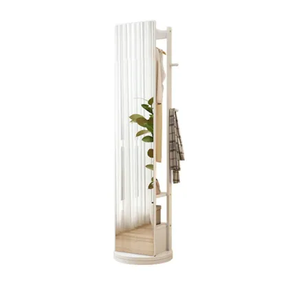Modern Wooden Hall Tree with Mirror & Storage Image - 8
