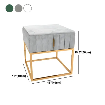 Luxury Green Bedside Table with Marble Top Drawers Storage Metal Leg Image - 20