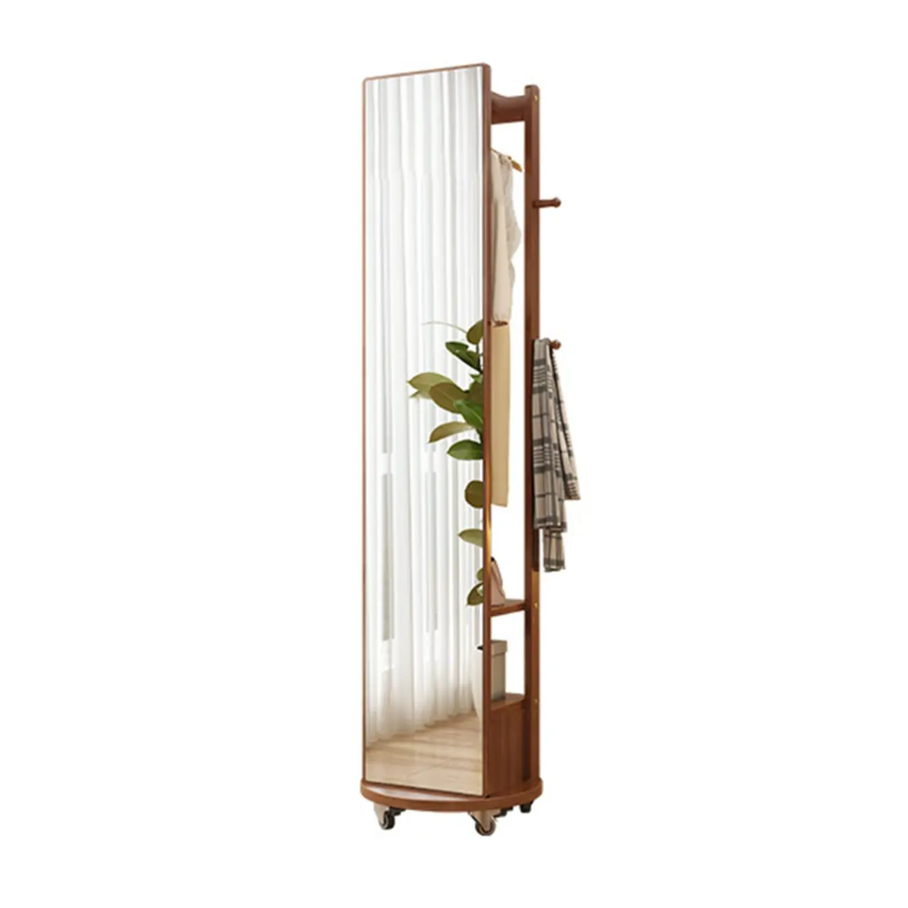 Modern Wooden Hall Tree with Mirror & Storage Image - 9 | homeyfad