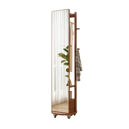 Modern Wooden Hall Tree with Mirror & Storage Image - 9