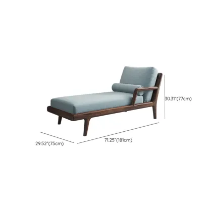 Solid Wood Flannel Blue Upholstered Chaise Lounge with Reclining Back and Pillow Set Image - 13