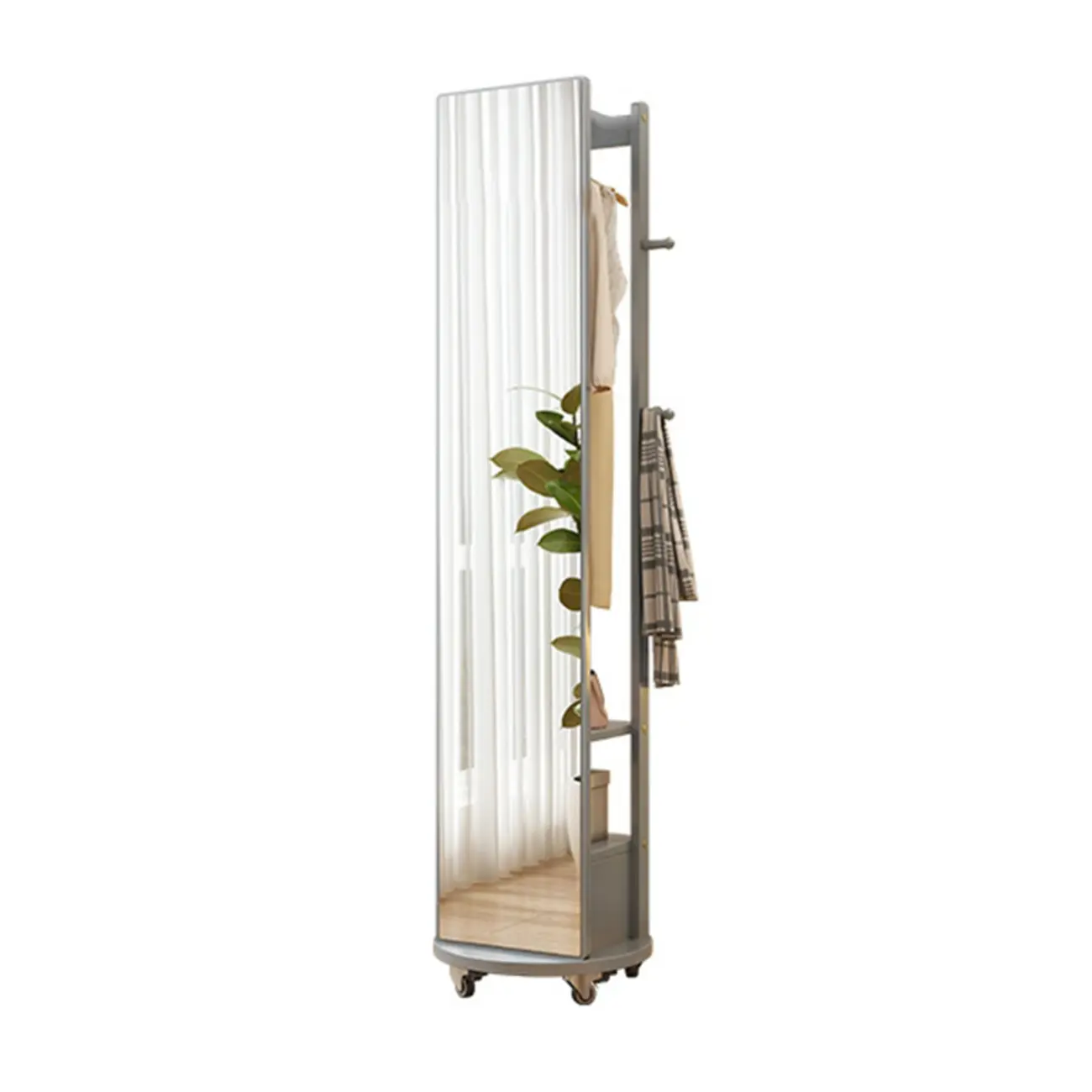 Modern Wooden Hall Tree with Mirror & Storage Image - 11 | homeyfad