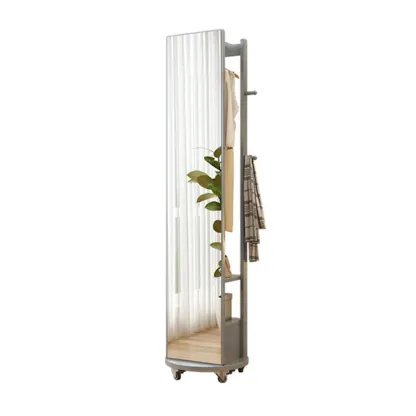 Modern Wooden Hall Tree with Mirror & Storage Image - 11