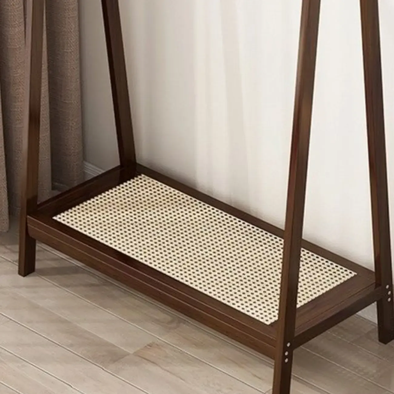 Modern Bamboo Coat Rack with Storage & Shelf Image - 13