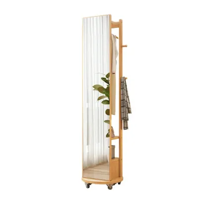Modern Wooden Hall Tree with Mirror & Storage Image - 13