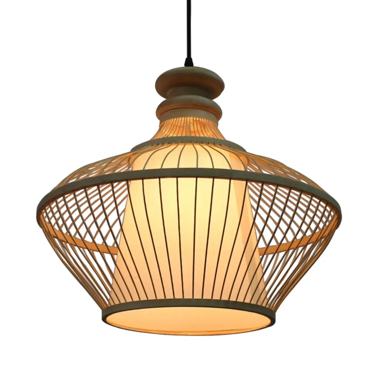 Countryside Rattan Style Cave Shade Pendant Light for Living Room Image - 5
