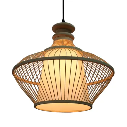 Countryside Rattan Style Cave Shade Pendant Light for Living Room Image - 5