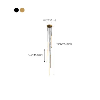 Minimalist Golden Black Cluster Linear Hanging Light for Staircase #size