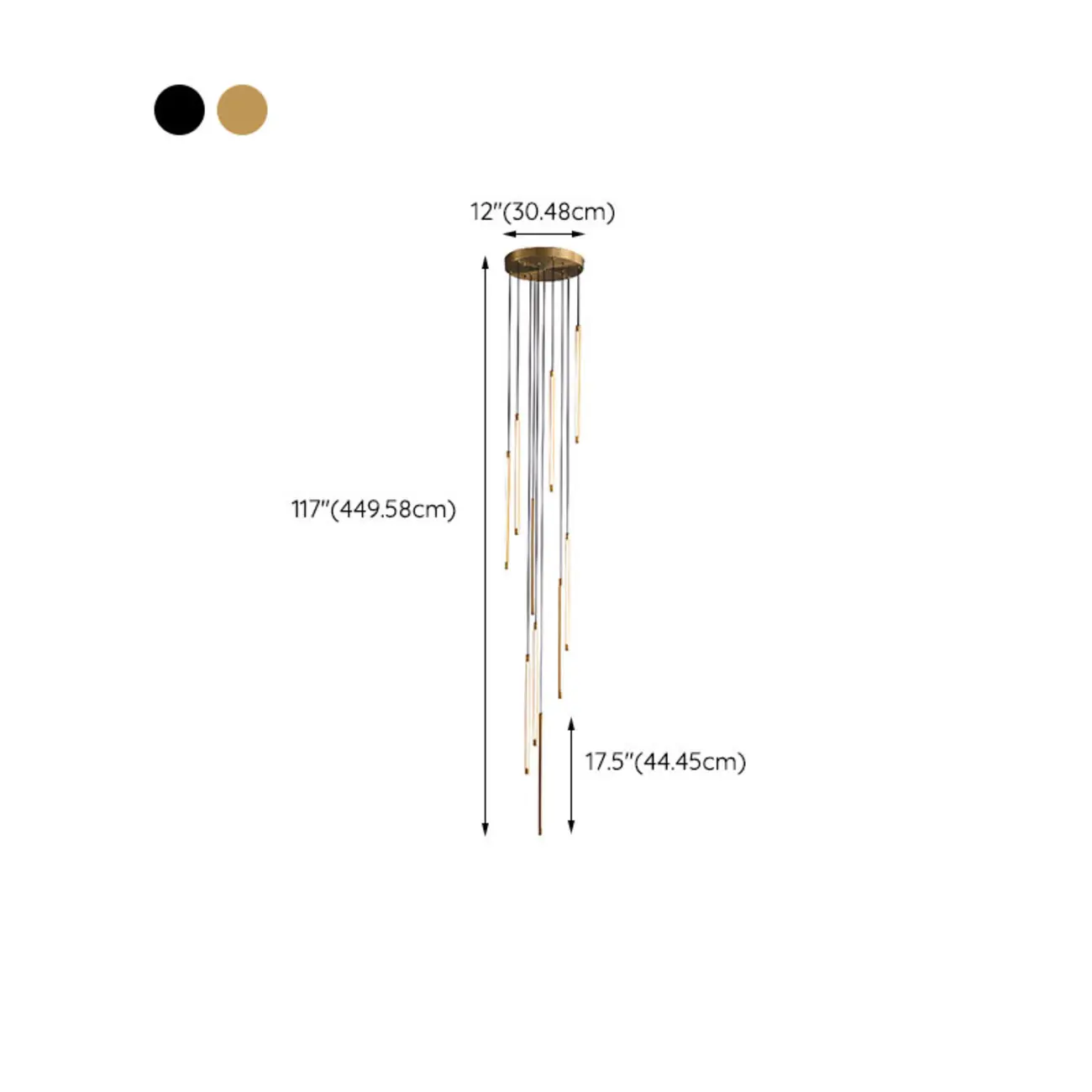 Minimalist Golden Black Cluster Linear Hanging Light for Staircase Image - 23 | homeyfad