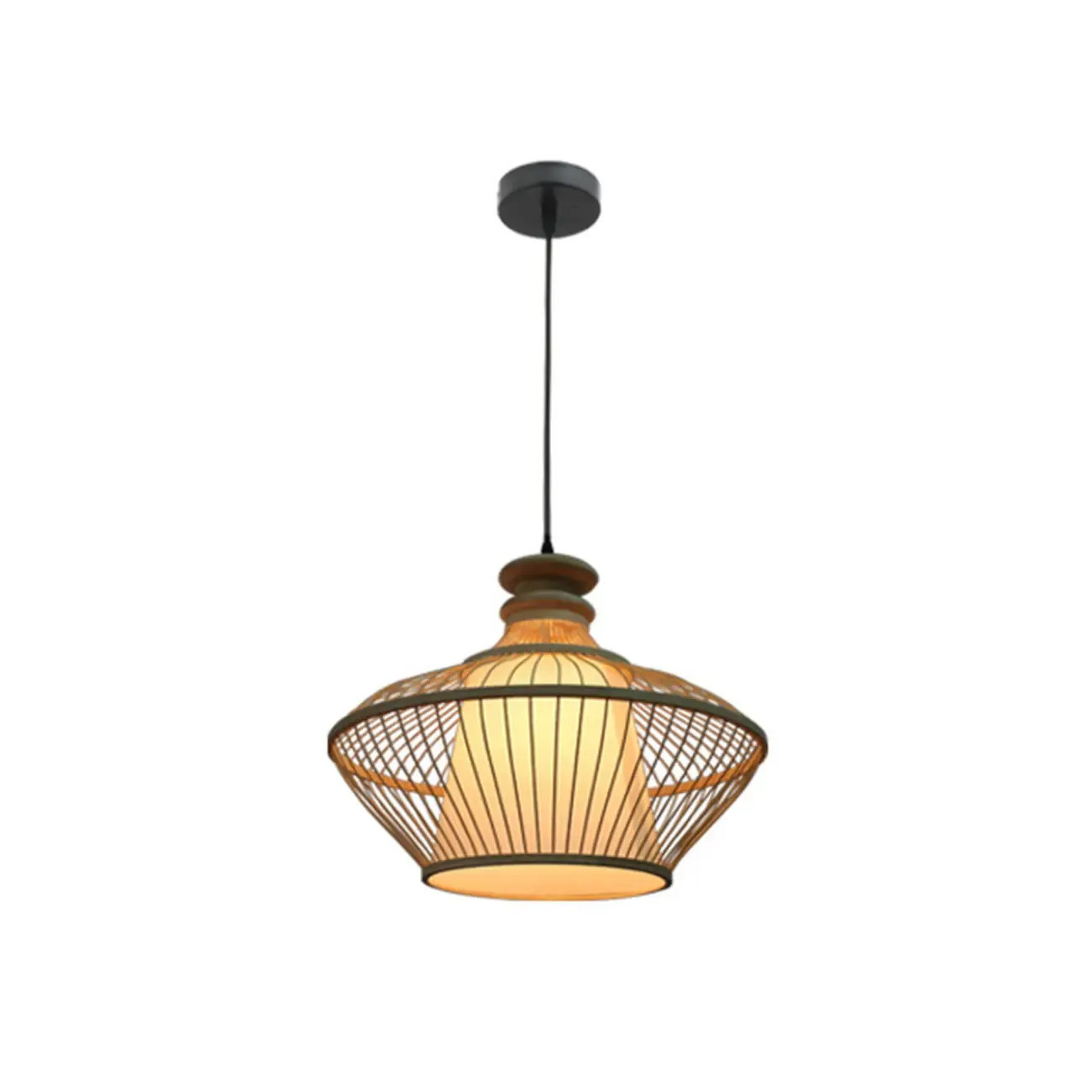 Countryside Rattan Style Cave Shade Pendant Light for Living Room Image - 7