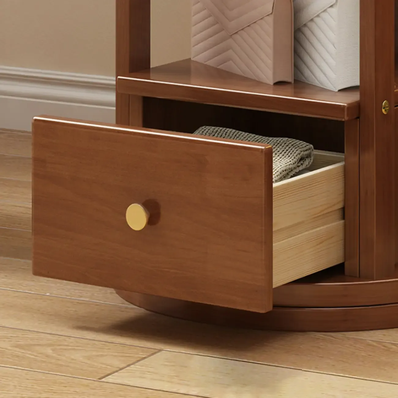 Modern Wooden Hall Tree with Mirror & Storage Image - 16
