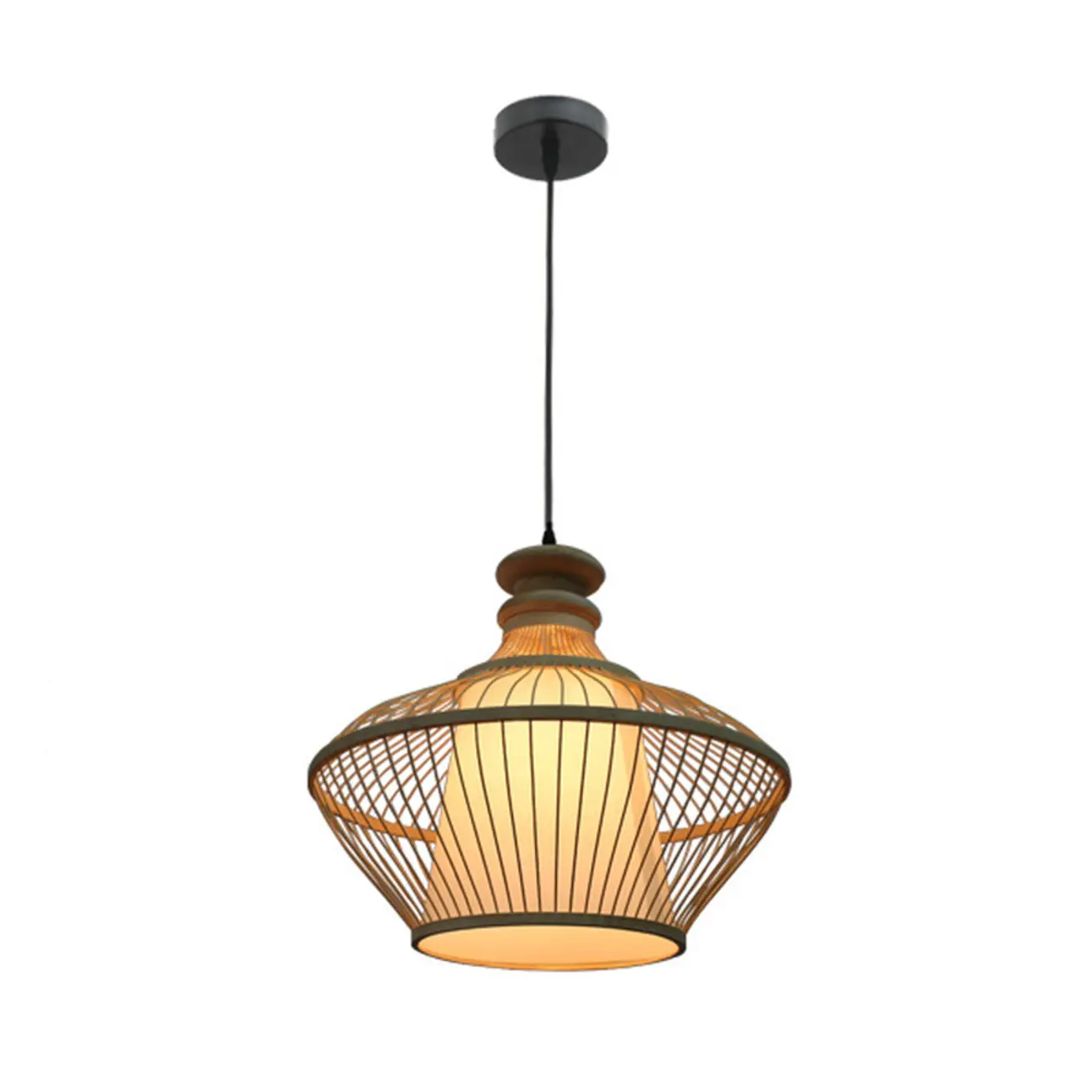 Countryside Rattan Style Cave Shade Pendant Light for Living Room Image - 8 | homeyfad