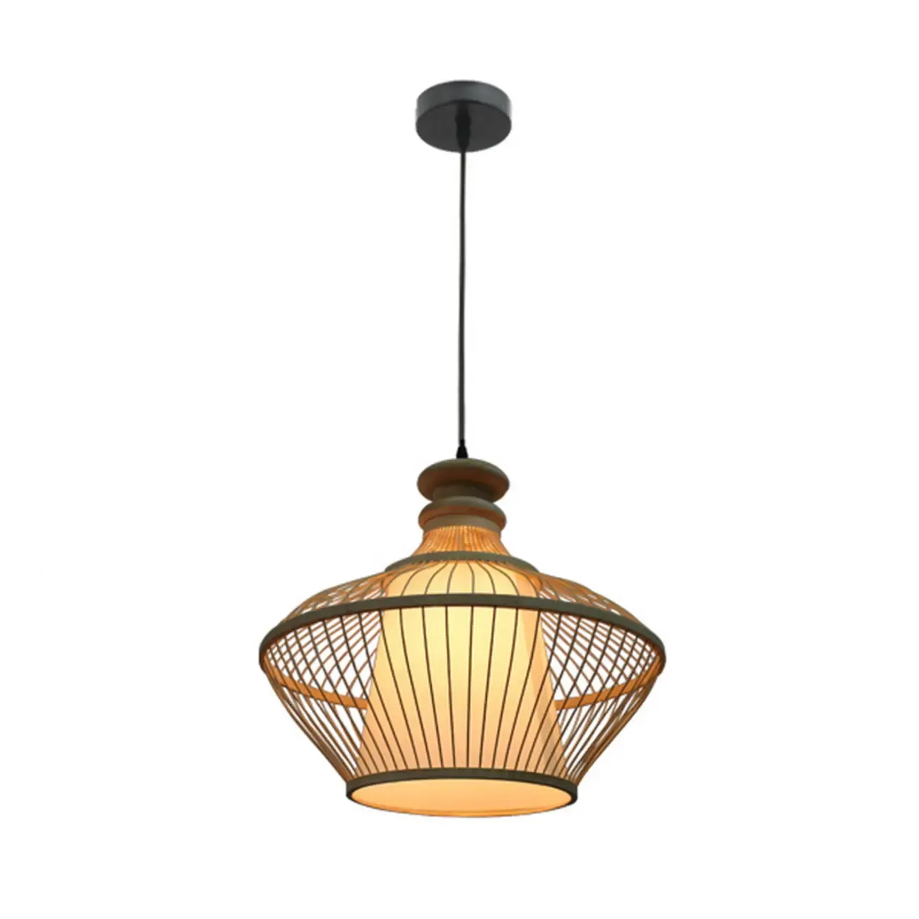 Countryside Rattan Style Cave Shade Pendant Light for Living Room Image - 8
