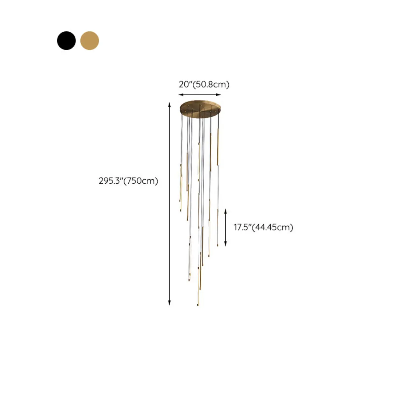 Minimalist Golden Black Cluster Linear Hanging Light for Staircase Image - 25 | homeyfad