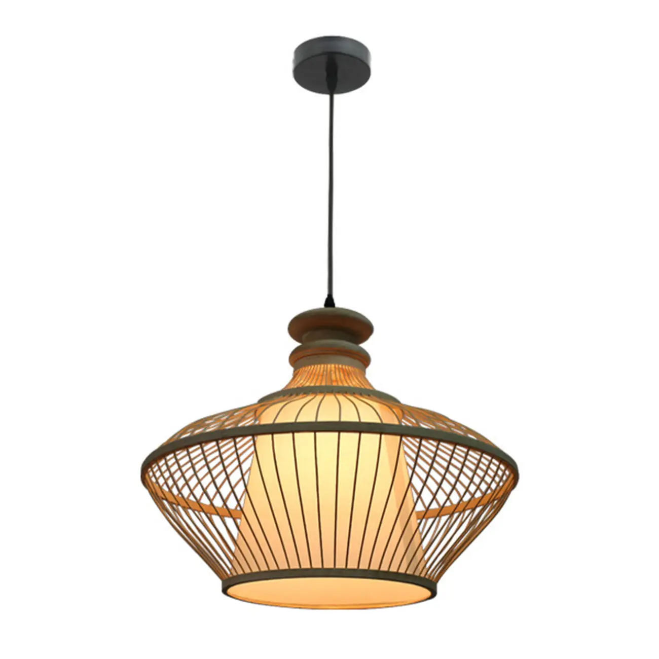 Countryside Rattan Style Cave Shade Pendant Light for Living Room Image - 9 | homeyfad