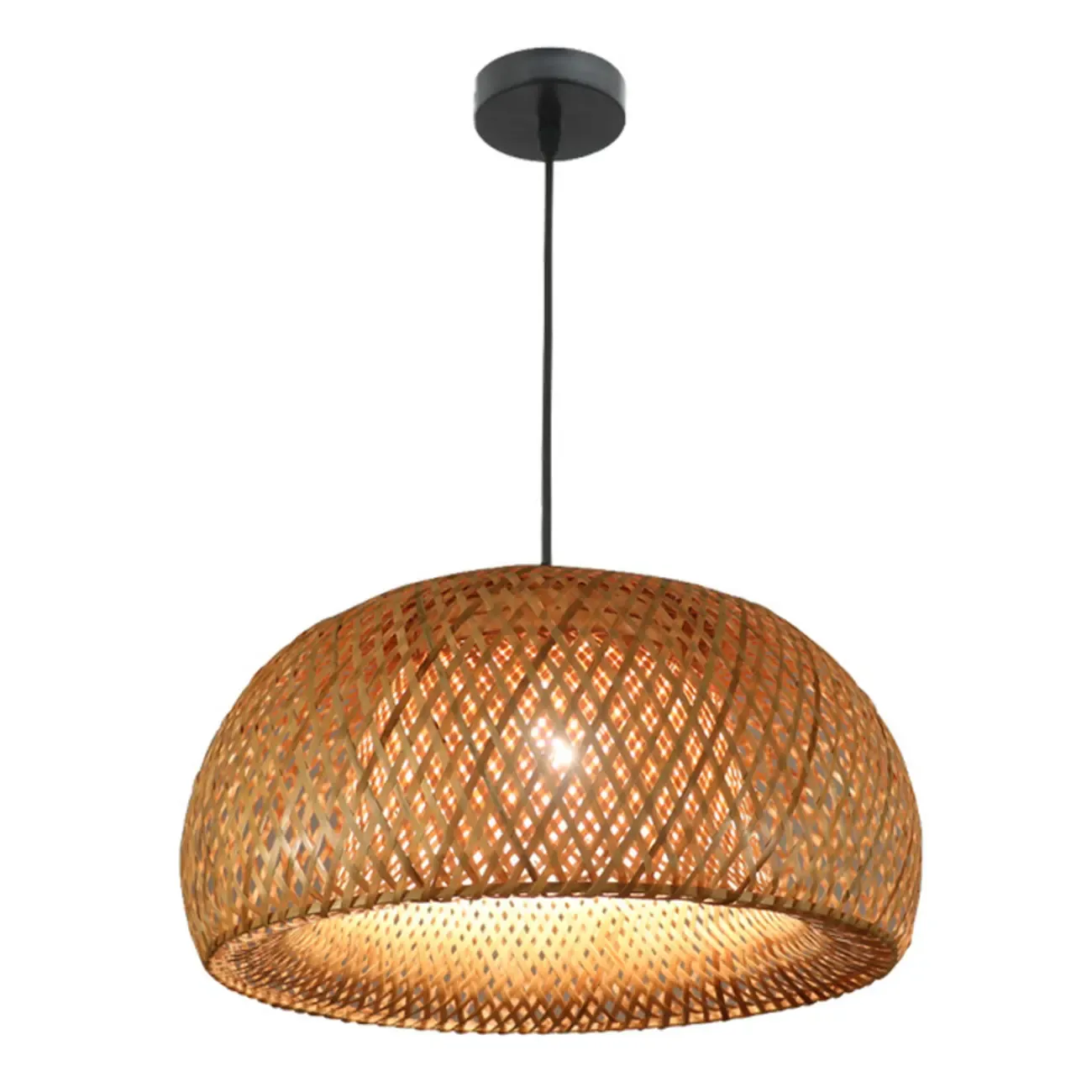 Countryside Rattan Style Cave Shade Pendant Light for Living Room Image - 11