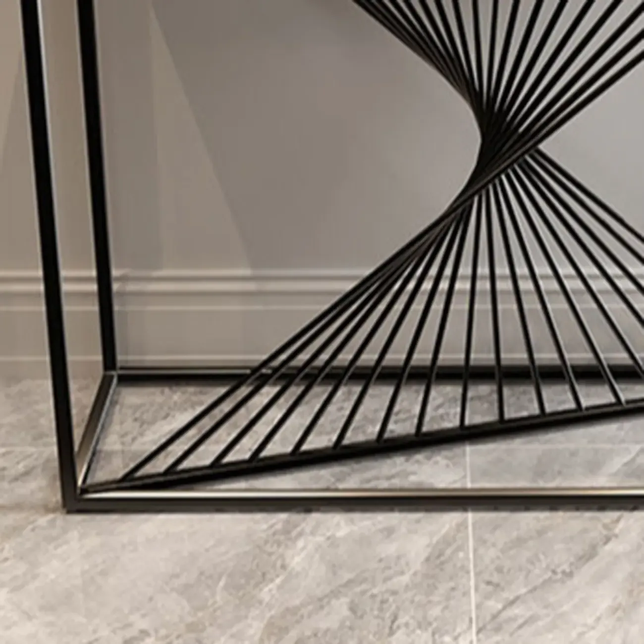 Modern Faux Marble Console Table with Gold Metal Base Image - 6