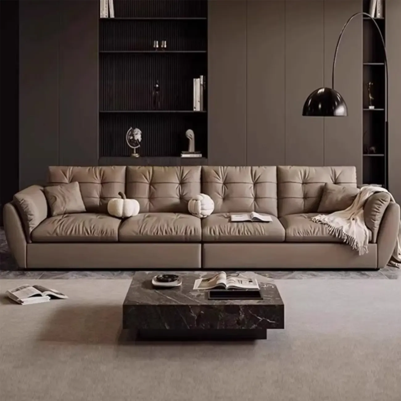 86.5" Upholstered Nappa Loveseat 3 Seater Sofa Image - 1