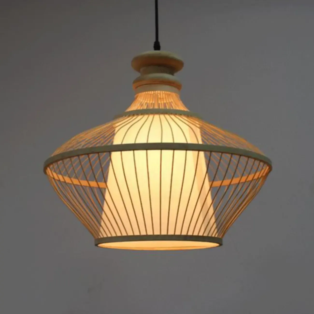 Countryside Rattan Style Cave Shade Pendant Light for Living Room Image - 13