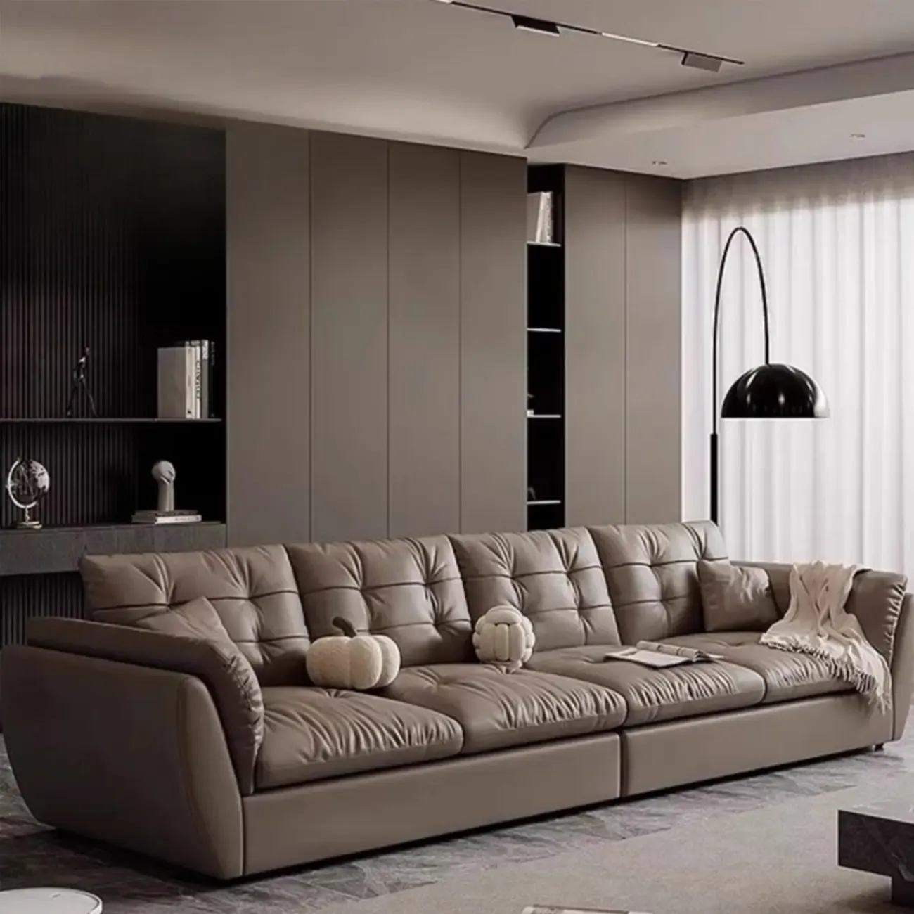 86.5" Upholstered Nappa Loveseat 3 Seater Sofa Image - 3