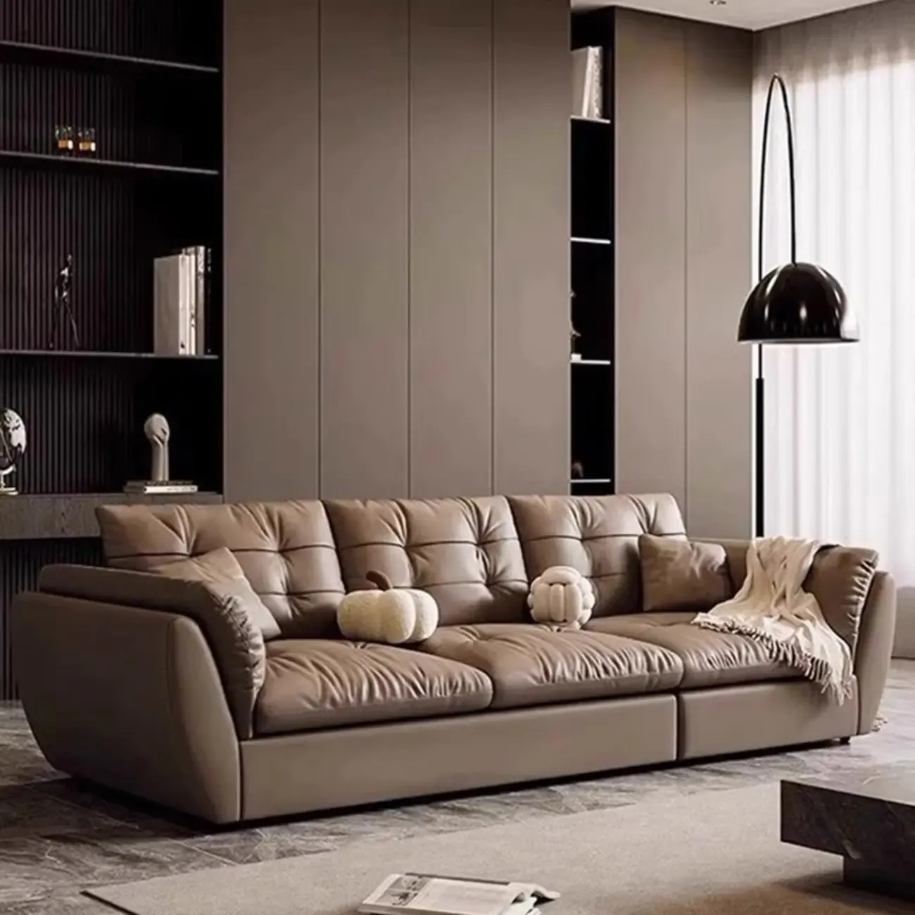 86.5" Upholstered Nappa Loveseat 3 Seater Sofa Image - 5