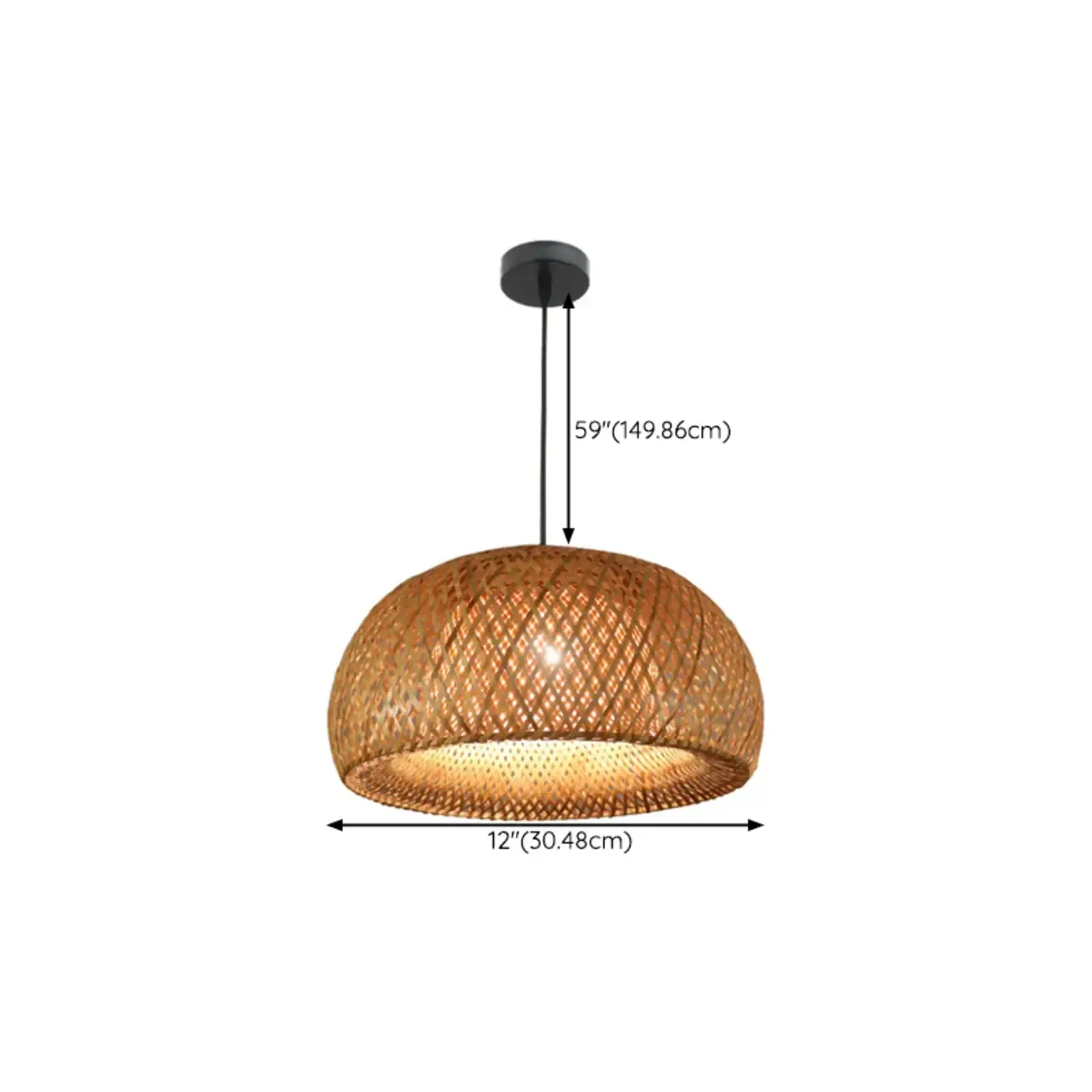 Countryside Rattan Style Cave Shade Pendant Light for Living Room #size