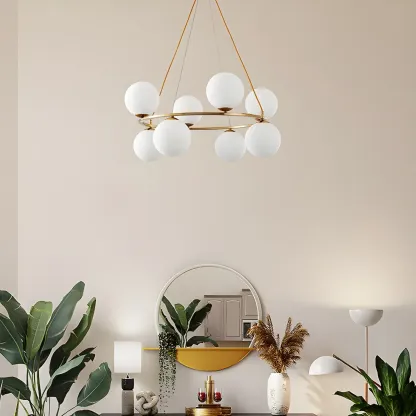 Adjustable 2 Tiers Glass Globe Chandelier for Living Room Image - 1