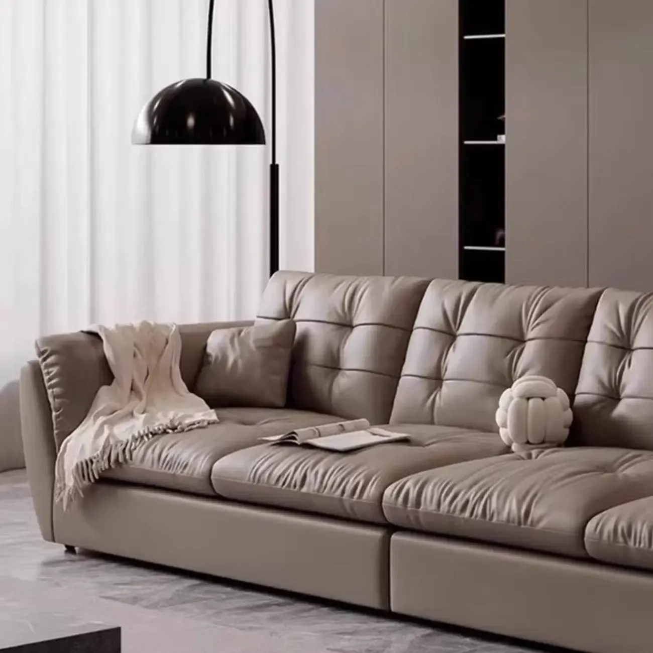 86.5" Upholstered Nappa Loveseat 3 Seater Sofa Image - 8