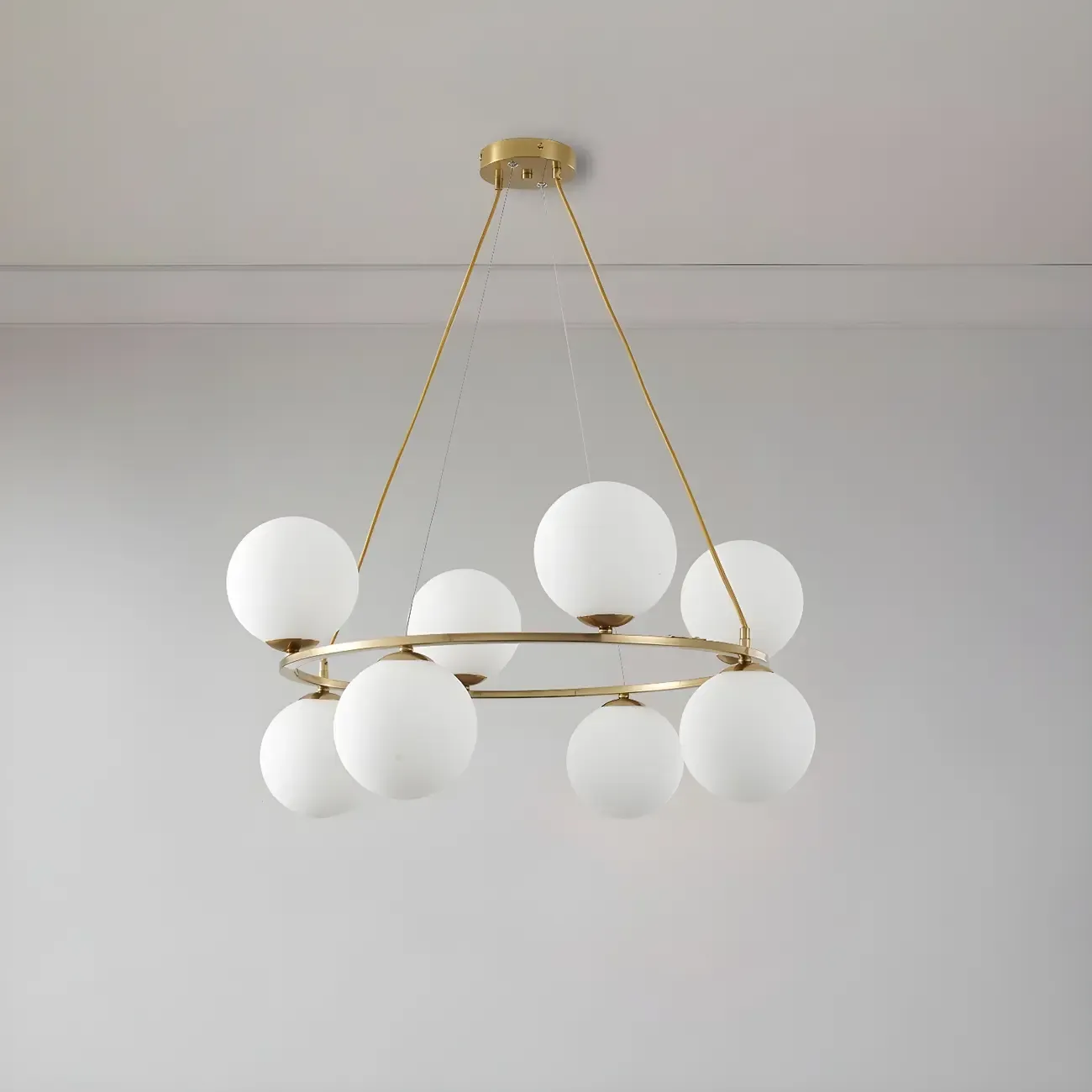 Adjustable 2 Tiers Glass Globe Chandelier for Living Room Image - 2