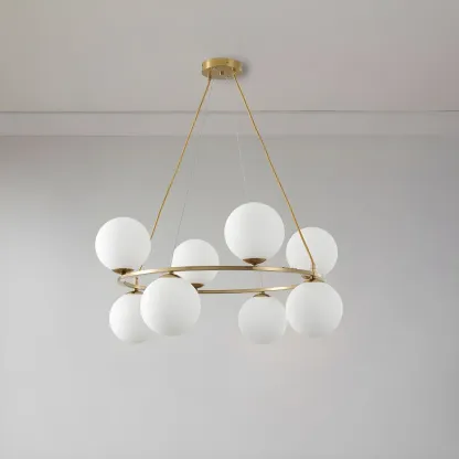 Adjustable 2 Tiers Glass Globe Chandelier for Living Room Image - 2