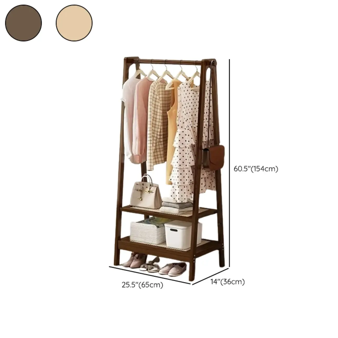 Modern Bamboo Coat Rack with Storage & Shelf Image - 26