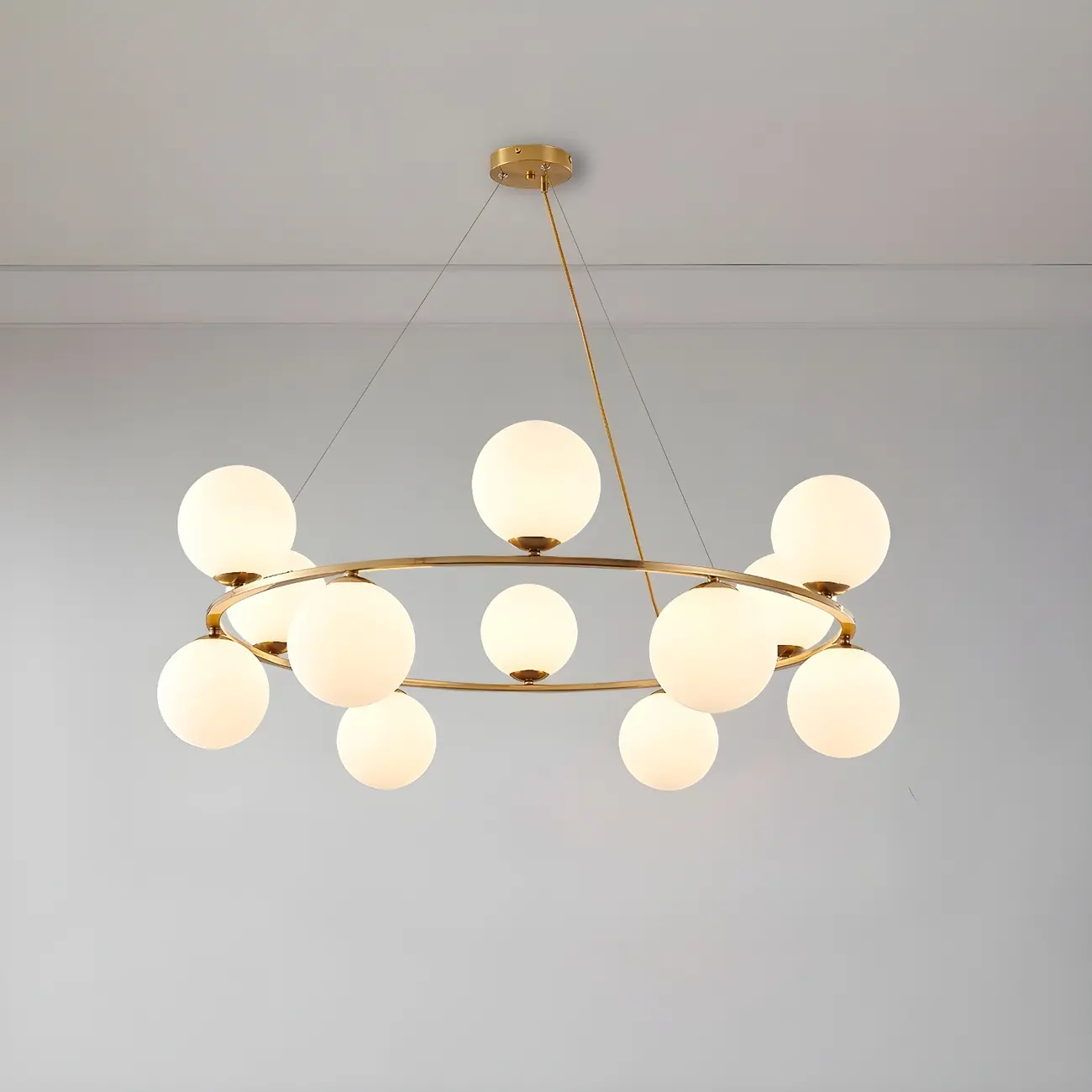 Adjustable 2 Tiers Glass Globe Chandelier for Living Room Image - 3 | homeyfad