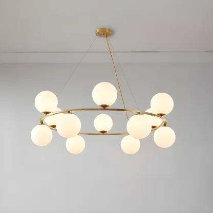 Adjustable 2 Tiers Glass Globe Chandelier for Living Room Image - 3