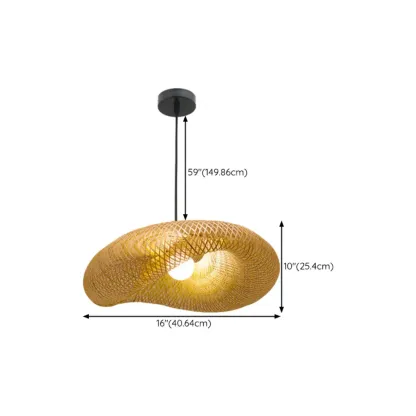 Countryside Rattan Style Cave Shade Pendant Light for Living Room Image - 19