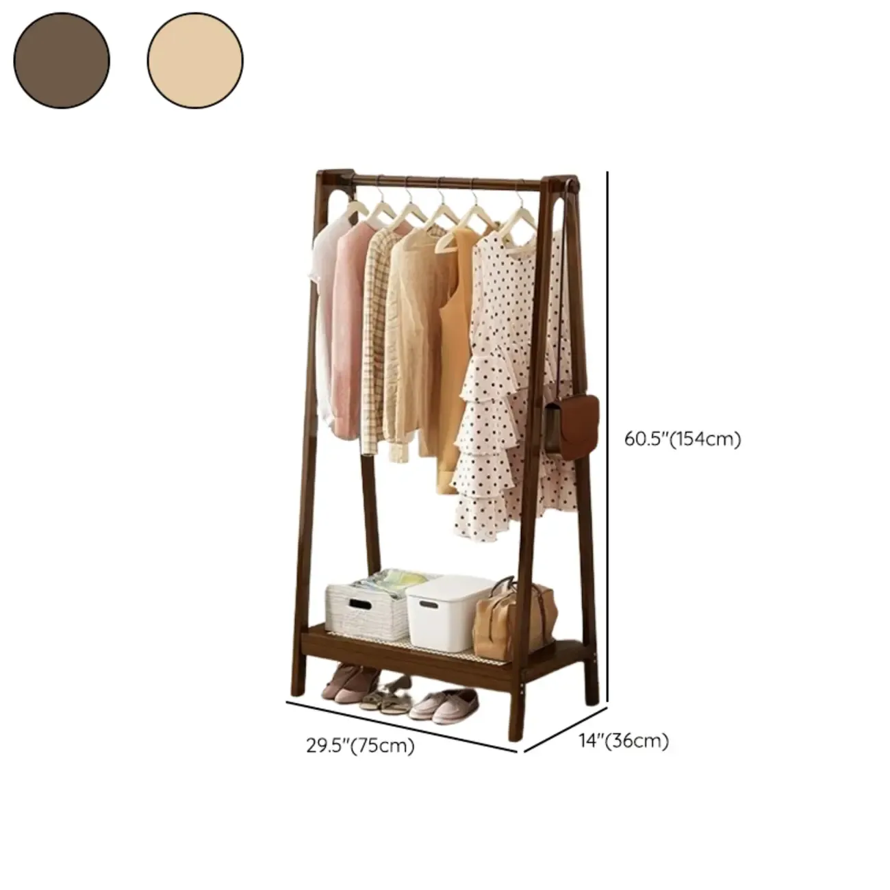 Modern Bamboo Coat Rack with Storage & Shelf Image - 27