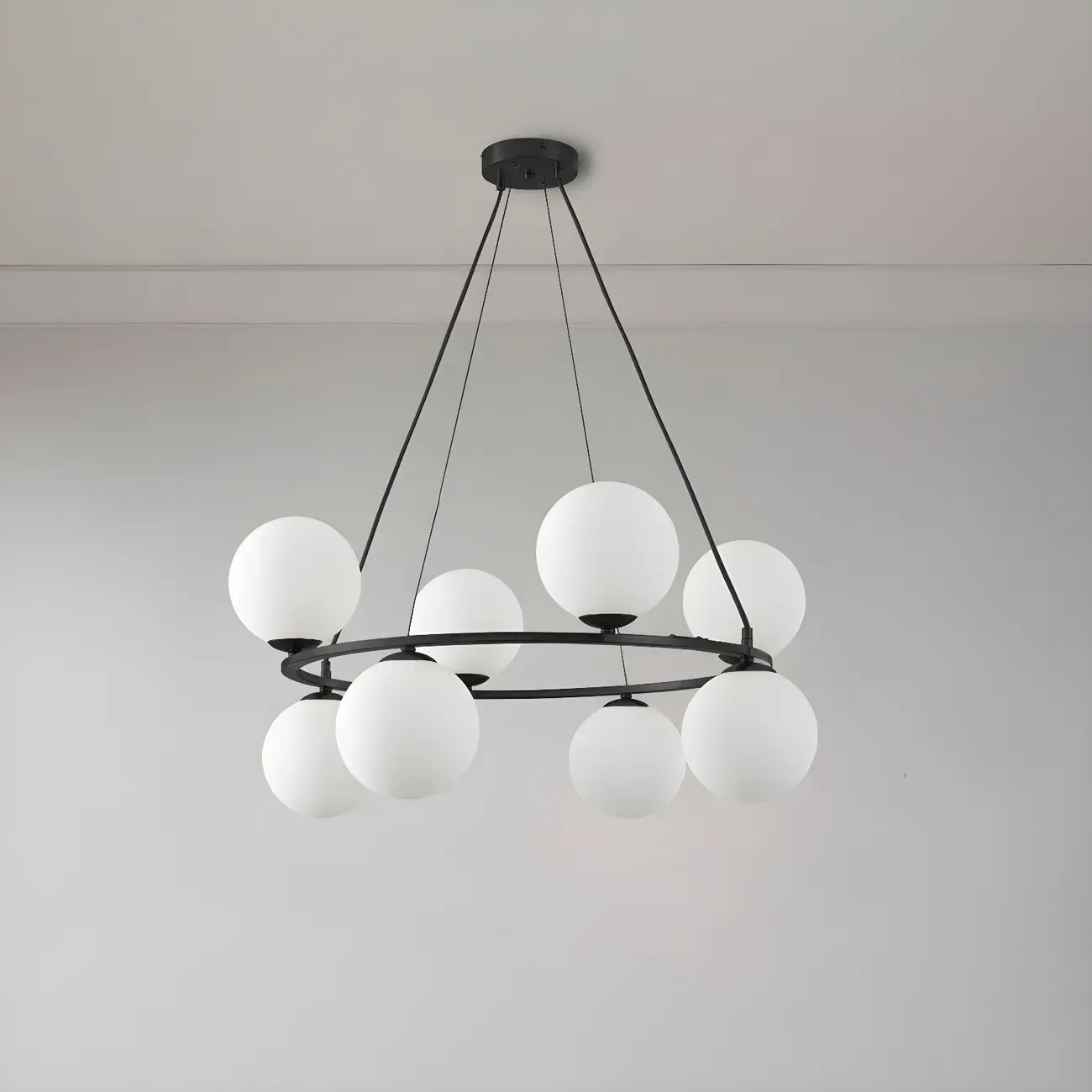 Adjustable 2 Tiers Glass Globe Chandelier for Living Room Image - 5