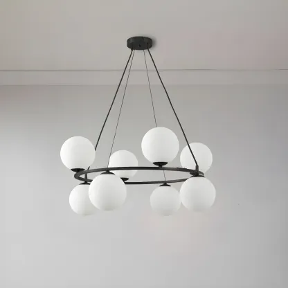 Adjustable 2 Tiers Glass Globe Chandelier for Living Room Image - 5