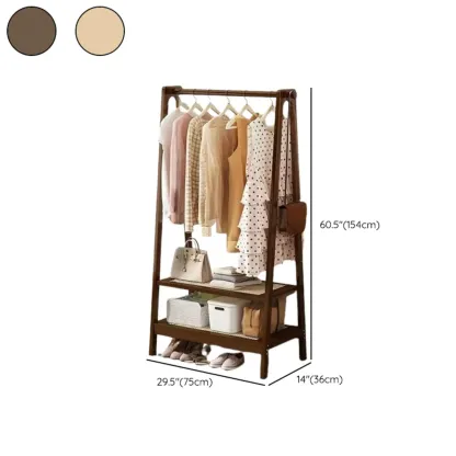Modern Bamboo Coat Rack with Storage & Shelf Image - 28