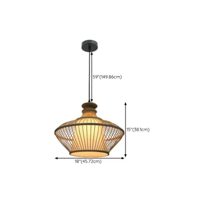 Countryside Rattan Style Cave Shade Pendant Light for Living Room Image - 22