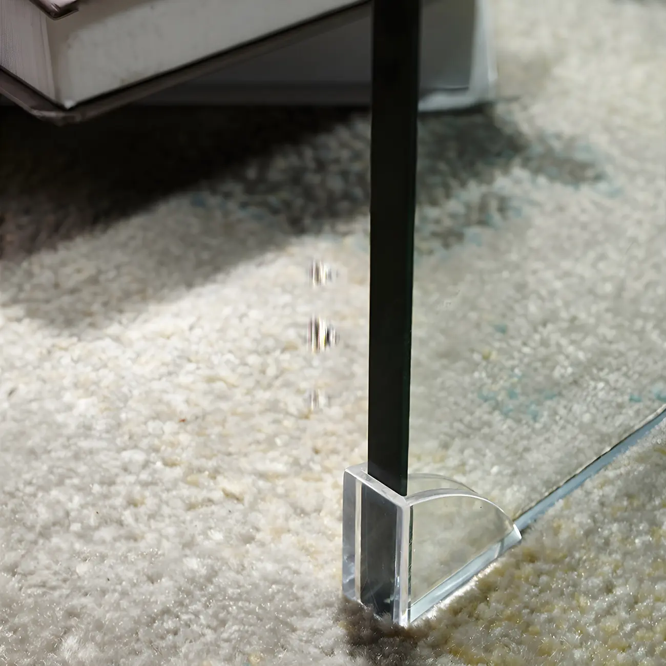Modern Glass Rectangular Writing Desk in Black & Clear Image - 8 | homeyfad