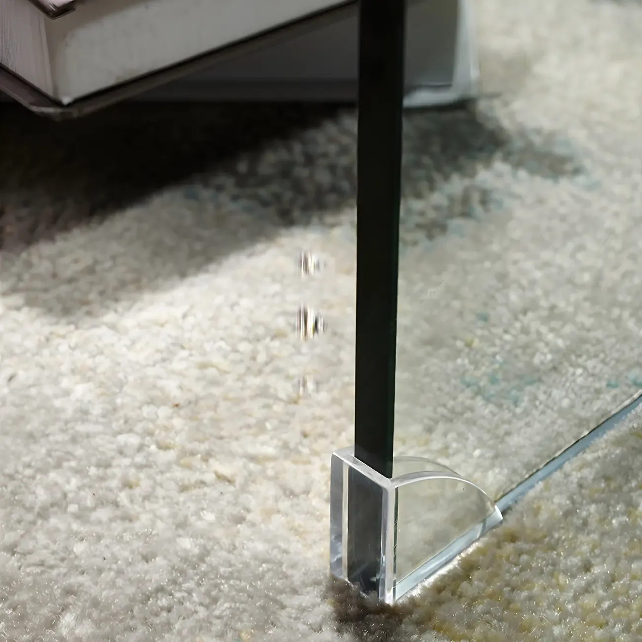 Modern Glass Rectangular Writing Desk in Black & Clear Image - 8