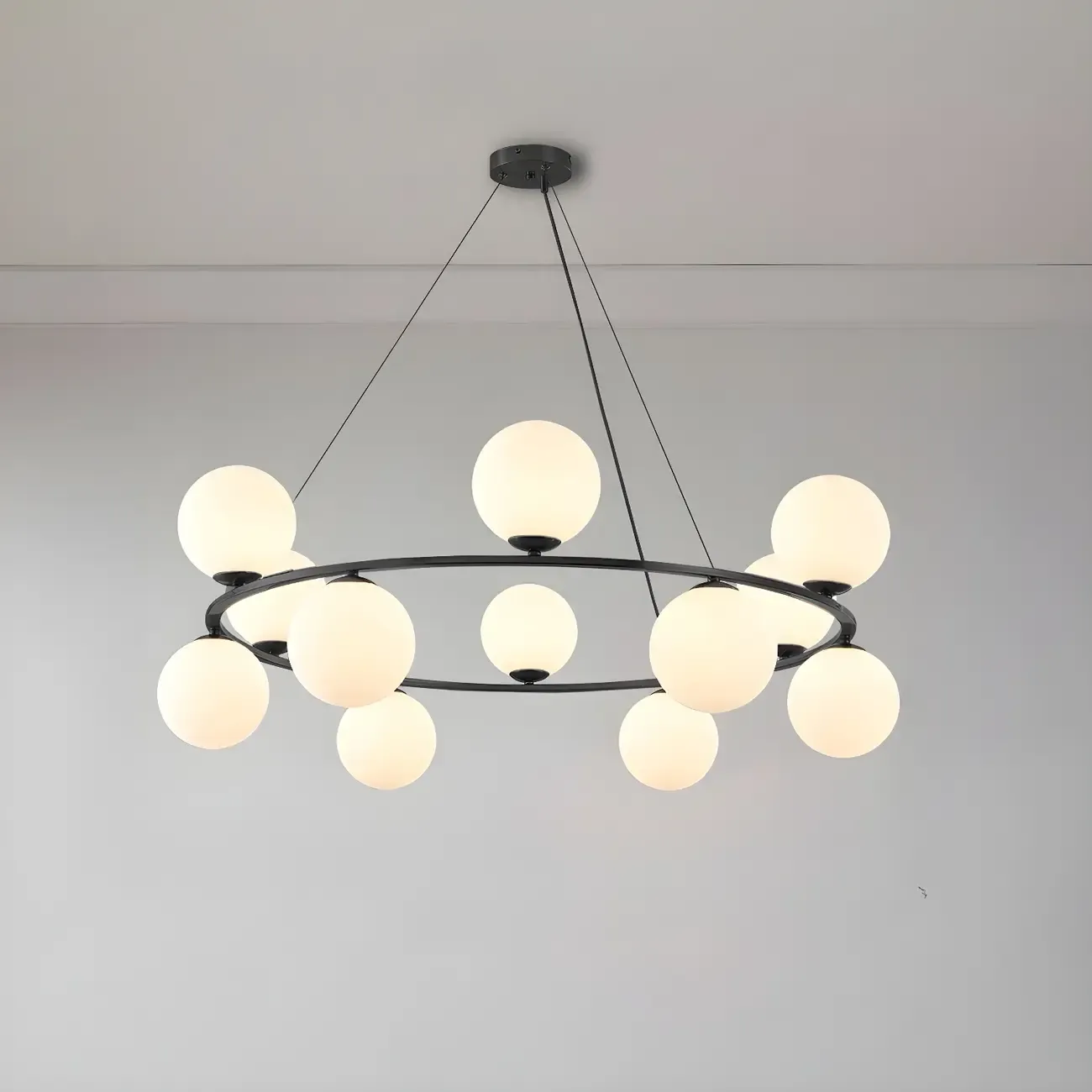 Adjustable 2 Tiers Glass Globe Chandelier for Living Room Image - 7