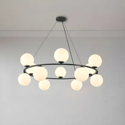 Adjustable 2 Tiers Glass Globe Chandelier for Living Room Image - 7
