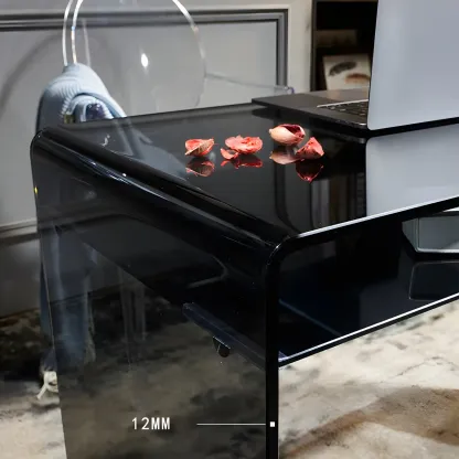 Modern Glass Rectangular Writing Desk in Black & Clear Image - 9