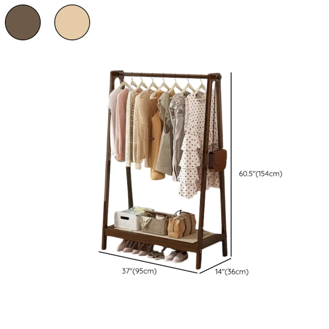 Modern Bamboo Coat Rack with Storage & Shelf Image - 31 | homeyfad